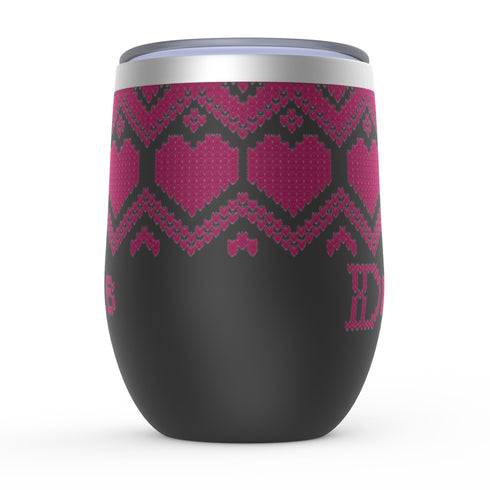 Fair Isle Hearts Stemless Wine Tumblers